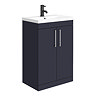 Arezzo Blue Floor Standing Vanity Unit, Tall Cabinet + Toilet Pack with Chrome Handles  Profile Larg
