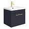 Arezzo Blue Wall Hung Sink Vanity Unit + Toilet Package with Brass Handle  Profile Large Image