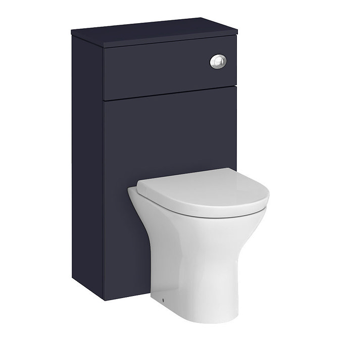 Arezzo Blue Wall Hung Sink Vanity Unit + Toilet Package with Brass Handle  additional Large Image