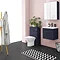 Arezzo Blue Wall Hung Sink Vanity Unit + Toilet Package with Matt Black Handle Large Image