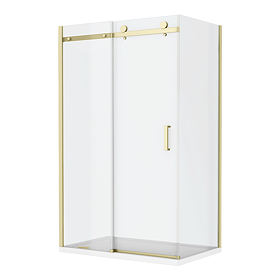 Arezzo Brushed Brass 1000 x 700 Frameless Sliding Door Shower Enclosure