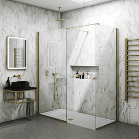 Arezzo Brushed Brass 10mm Glass 1400 x 900 Wet Room