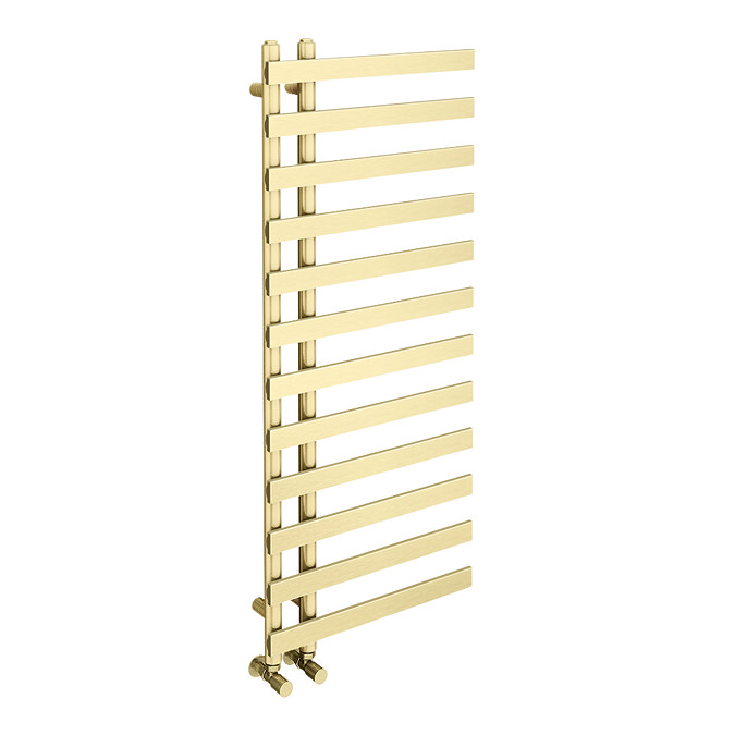 Arezzo Brushed Brass 1200 x 500mm 12 Bars Designer Heated Towel Rail  Profile Large Image