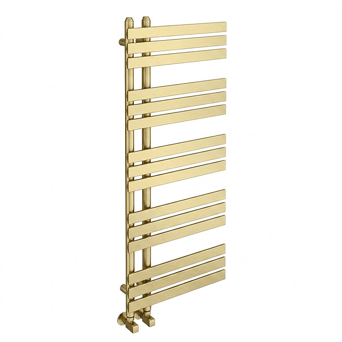 Arezzo Brushed Brass 1200 x 500mm 15 Bars Designer Heated Towel Rail