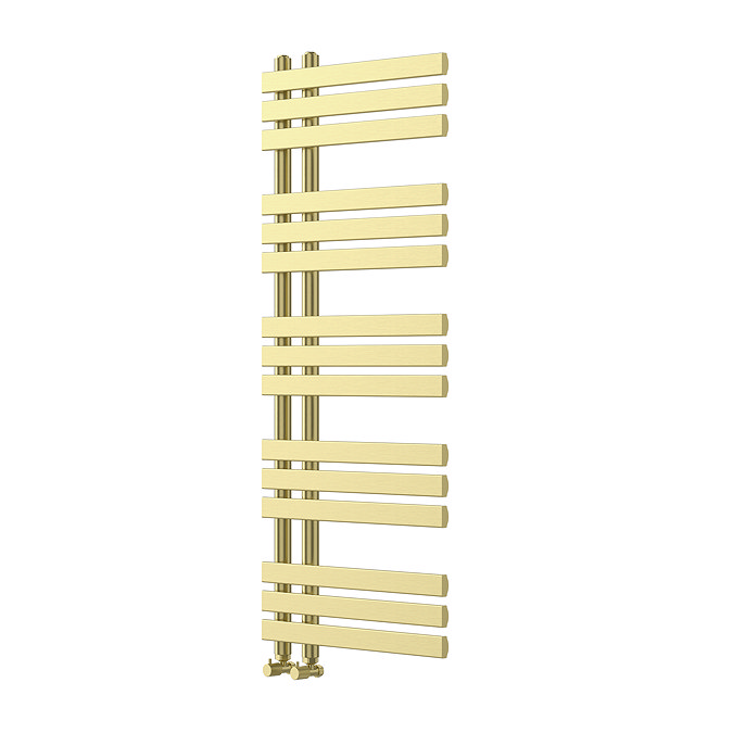 Arezzo Brushed Brass 1200 x 500mm 15 Bar Designer Heated Towel Rail
