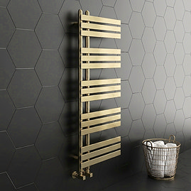 Arezzo Brushed Brass 1200 x 500mm 15 Bars Designer Heated Towel Rail