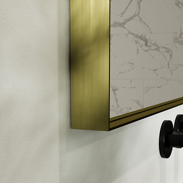 Arezzo Brushed Brass 1200 x 700mm Rectangular Mirror  Feature Large Image