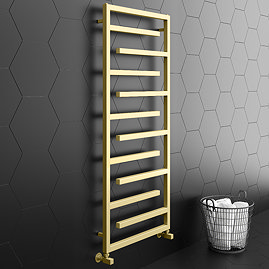 Arezzo Brushed Brass 1380 x 600mm Designer Towel Rail