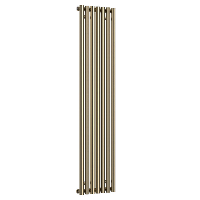Arezzo Brushed Brass Vertical Round Bar Radiator 1600 x 370mm