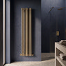 Arezzo Brushed Brass Vertical Round Bar Radiator 1600 x 370mm