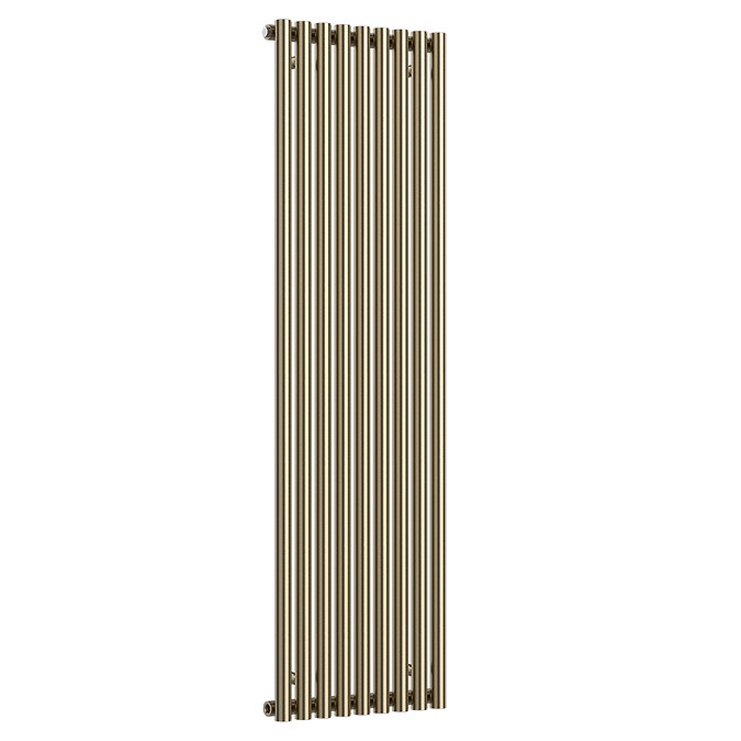 Arezzo Brushed Brass Vertical Round Bar Radiator 1600 x 480mm