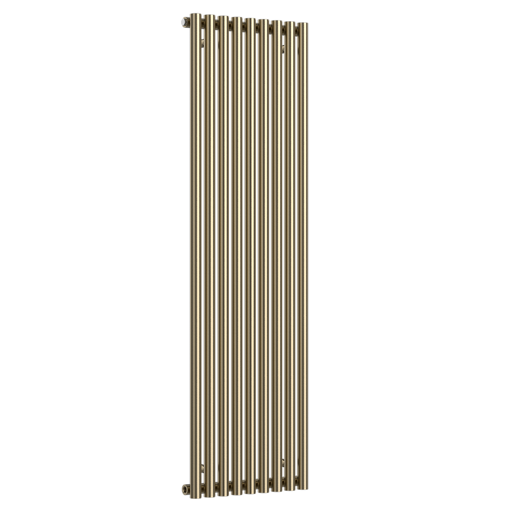 Arezzo Brushed Brass 1600 x 480 Round Bar Straight Column Radiator