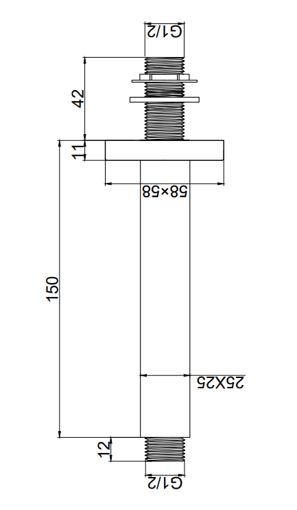 Arezzo Brushed Brass 200 x 200mm Thin Square Shower Head + Ceiling Mounted Arm