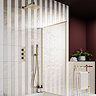 Arezzo Fluted Brushed Brass Concealed Shower Package with Valve, Square Fixed Round Head and Handset