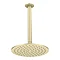 Arezzo Brushed Brass 200mm Thin Shower Head + Ceiling Mounted Arm Large Image