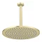 Arezzo Brushed Brass 300mm Thin Round Shower Head + 200mm Ceiling Mounted Arm  Profile Large Image