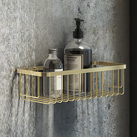 Arezzo Brushed Brass 300mm Wire Shower Basket Medium Image