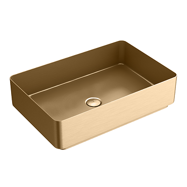 Arezzo Brushed Brass 340 x 520mm Rectangular Stainless Steel Counter Top Basin + Waste