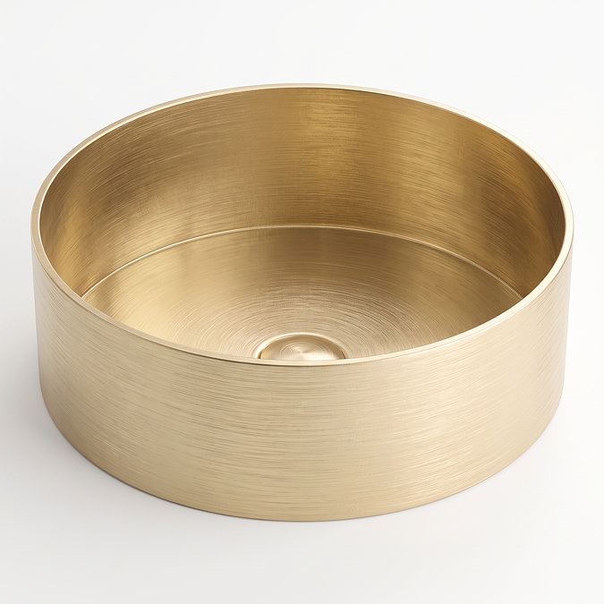 Arezzo Brushed Brass 360mm Round Stainless Steel Counter Top Basin with Waste