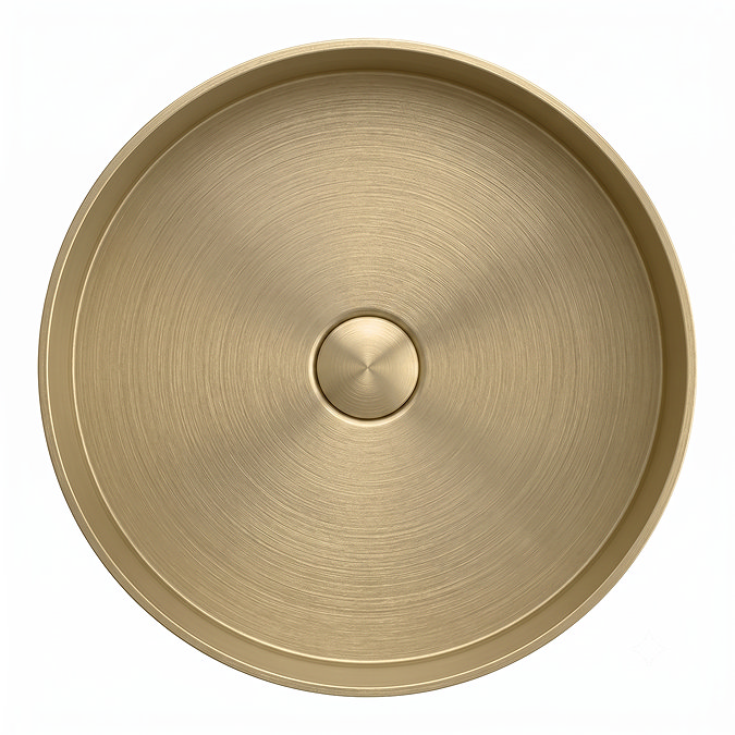 Arezzo Brushed Brass 360mm Round Stainless Steel Counter Top Basin + Waste