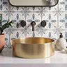 Arezzo Brushed Brass 360mm Round Stainless Steel Counter Top Basin with Waste