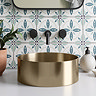 Arezzo Brushed Brass 360mm Round Stainless Steel Counter Top Basin + Waste