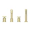 Arezzo Brushed Brass 4TH Industrial Style Deck Mounted Bath Shower Mixer inc. Pull Out Handset Stan