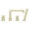 Arezzo Brushed Brass 4TH Industrial Style Deck Mounted Bath Shower Mixer inc. Pull Out Handset In B