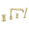 Arezzo Brushed Brass 4TH Industrial Style Deck Mounted Bath Shower Mixer Inc. Pull Out Handset  Feat