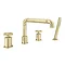 Arezzo Brushed Brass 4TH Industrial Style Deck Mounted Bath Shower Mixer Inc. Pull Out Handset Feat