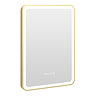 Arezzo Brushed Brass 500 x 700mm Rectangular LED Illuminated Anti-Fog Bathroom Mirror with Time Display