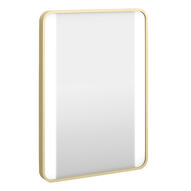 Arezzo Brushed Brass 500 x 700mm Rectangular Illuminated Strips Bathroom Mirror