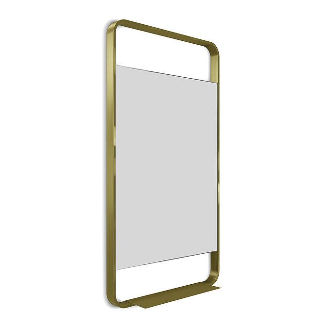 Arezzo Brushed Brass 550 x 1000mm Mirror with Shelf Large Image