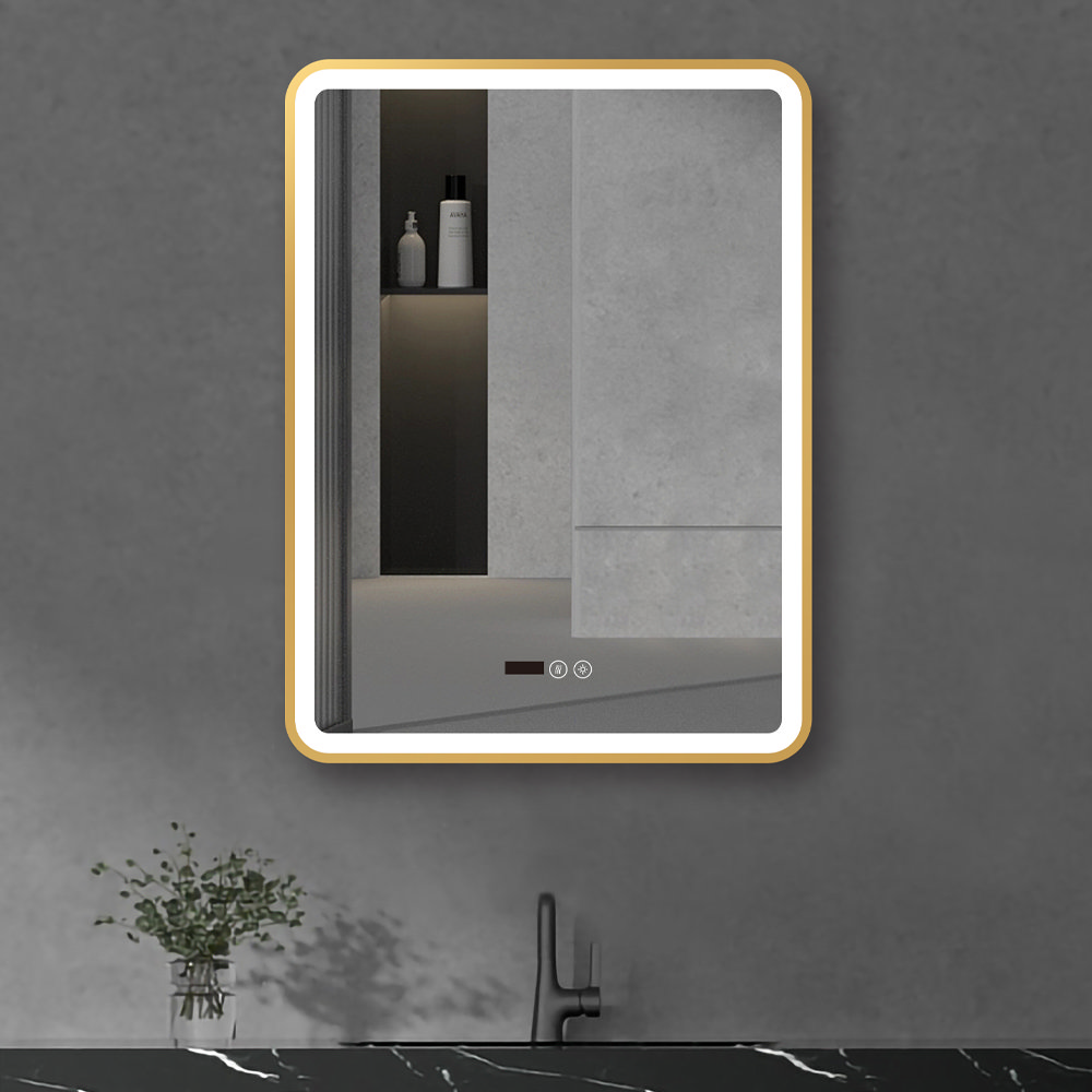 Arezzo Brushed Brass 600 x 800mm Rectangular LED Illuminated AntiFog