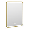 Arezzo Brushed Brass 600 x 800mm Rectangular LED Illuminated Anti-Fog Bathroom Mirror with Time Display