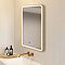 Arezzo Brushed Brass 600 x 800mm Rectangular LED Illuminated Anti-Fog Bathroom Mirror with Time Display