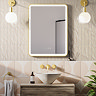 Arezzo Brushed Brass 600 x 800mm Rectangular LED Illuminated Anti-Fog Bathroom Mirror with Time Display