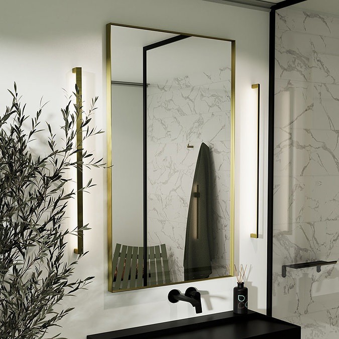 Arezzo Brushed Brass 600 x 800mm Rectangular Mirror Profile Large Image
