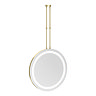 Arezzo Brushed Brass 600mm Double-Sided LED Hanging Mirror with Infrared Sensor & Anti-Fog