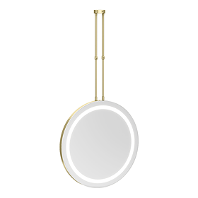 Arezzo Brushed Brass 600mm Double-Sided LED Hanging Mirror with Infrared Sensor & Anti-Fog