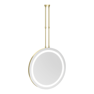 Arezzo Brushed Brass 600mm Double-Sided LED Hanging Mirror with Infrared Sensor & Anti-Fog
