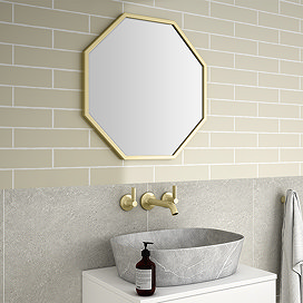Arezzo Brushed Brass 600mm Octagon Mirror