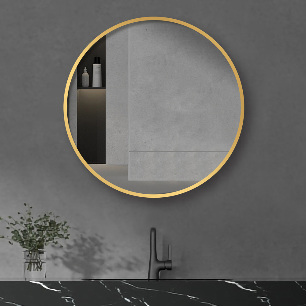 Arezzo Brushed Brass 600mm Round Mirror 1454