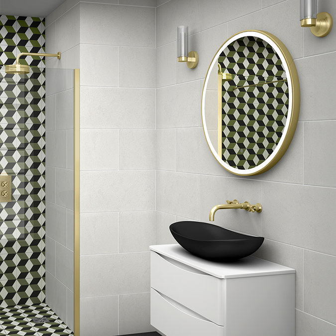 Arezzo Brushed Brass 700mm Round LED Illuminated Anti-Fog Bathroom Mirror