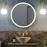 Arezzo Brushed Brass 700mm Round LED Illuminated Anti-Fog Bathroom Mirror