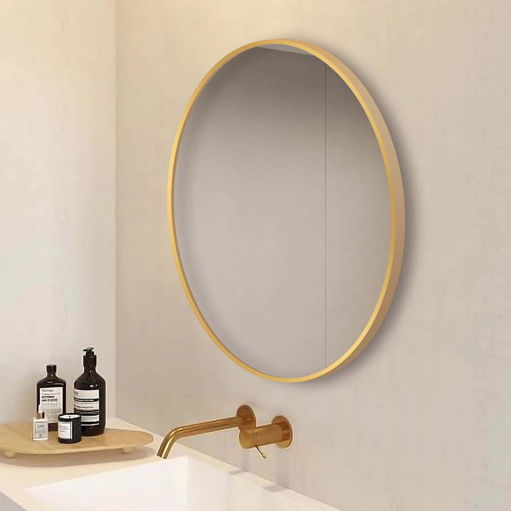 Arezzo Brushed Brass 700mm Round Mirror