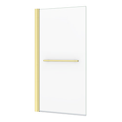 Arezzo Brushed Brass 785 x 1435mm Hinged Square Bath Screen + Rail Large Image