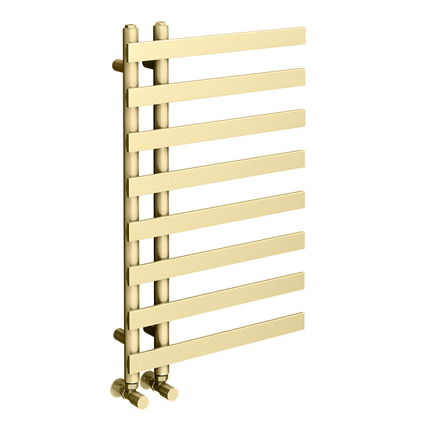Arezzo Brushed Brass 800 x 500mm 8 Bars Designer Heated Towel Rail  Profile Large Image