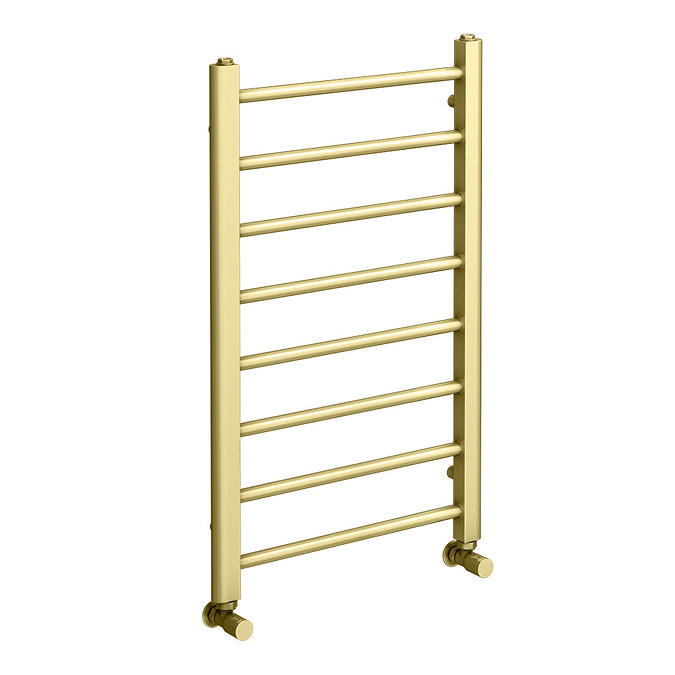 Arezzo Brushed Brass 800 x 500mm Straight Heated Towel Rail (incl. Valves + Electric Heating Kit)