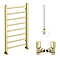 Arezzo Brushed Brass 800 x 500mm Straight Heated Towel Rail (incl. Valves + Electric Heating Kit)